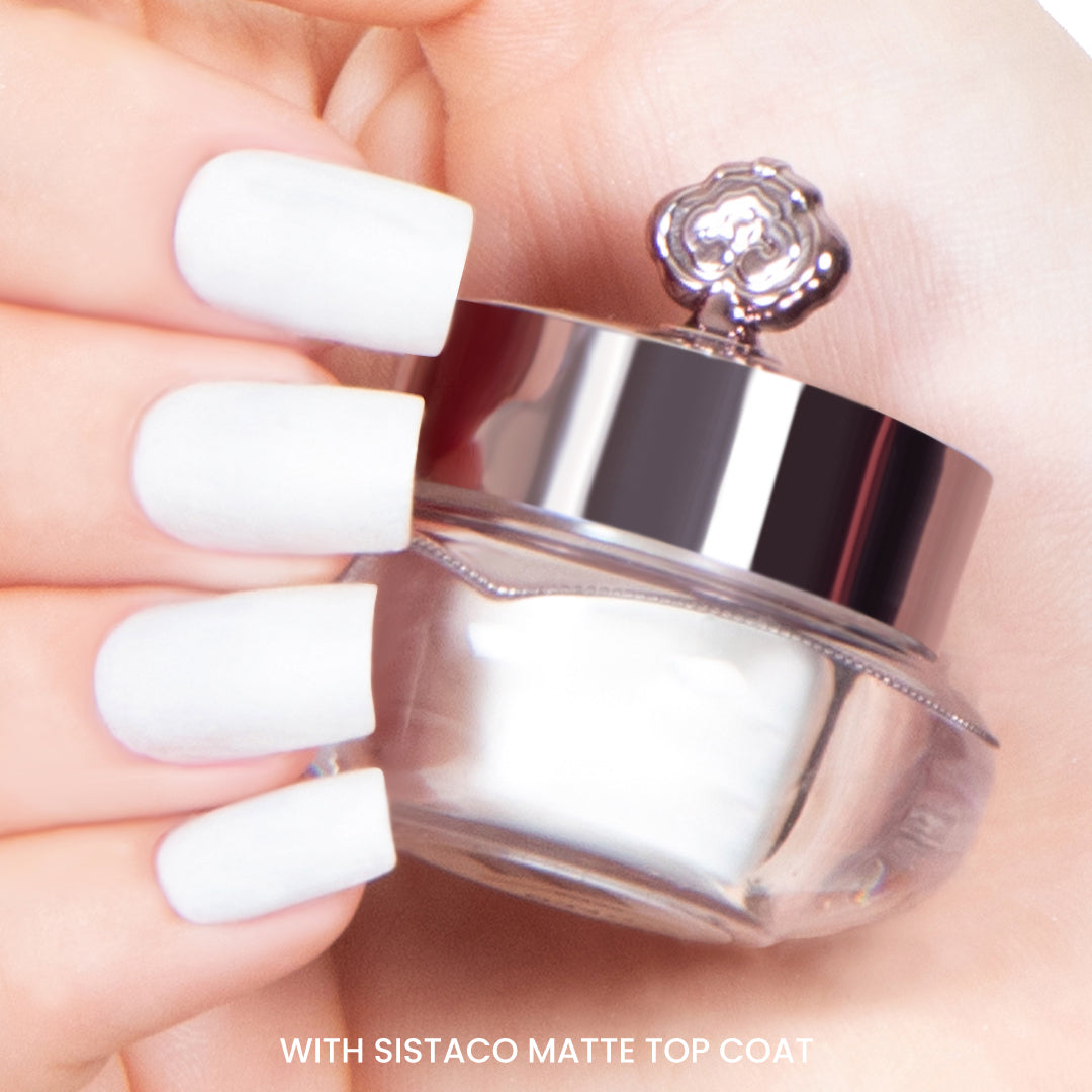Nails showing bright white classic shade