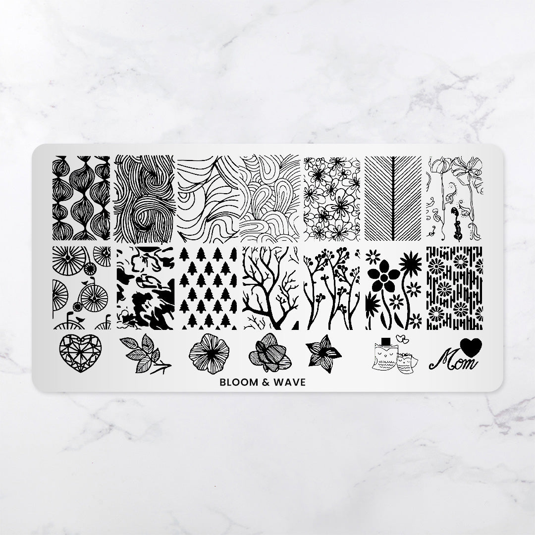 Bloom and Wave - Pattern Press Template