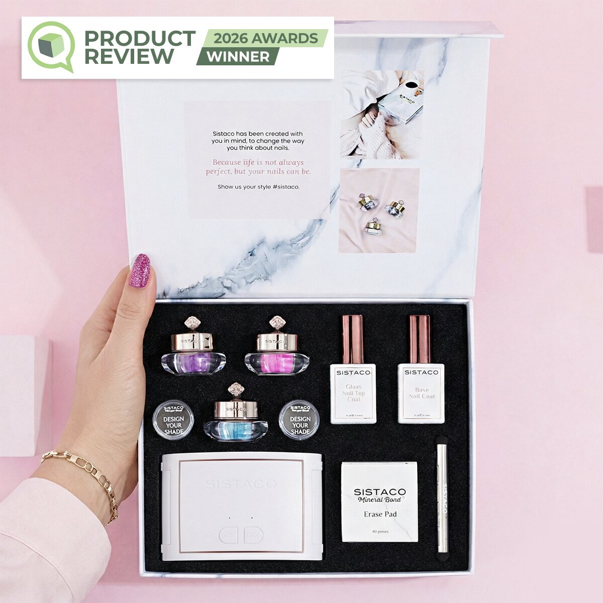 Sistaco Glazed Donut Nail Set with Mineral Bond Powder